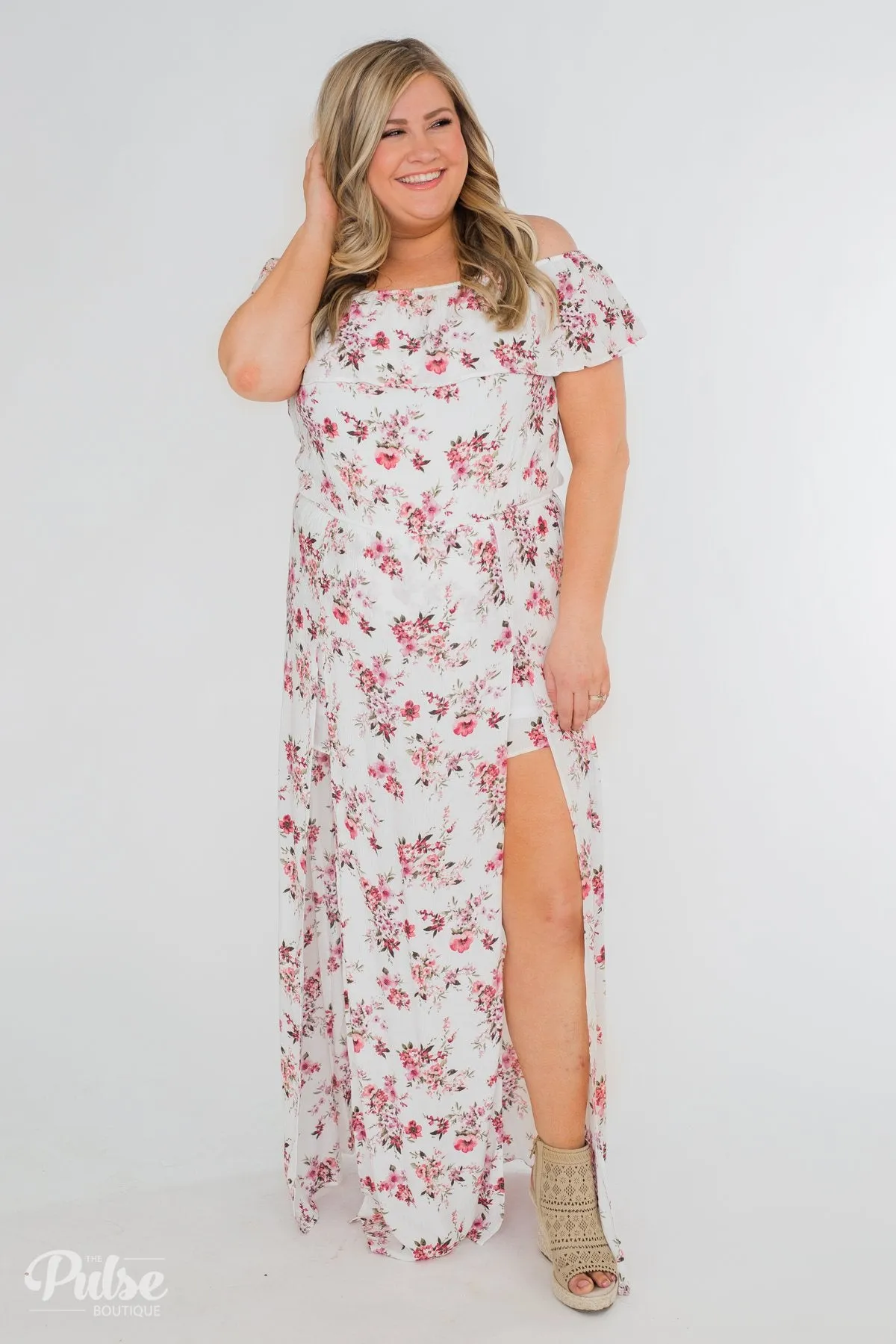Secrets of Spring Floral Maxi Romper- Ivory