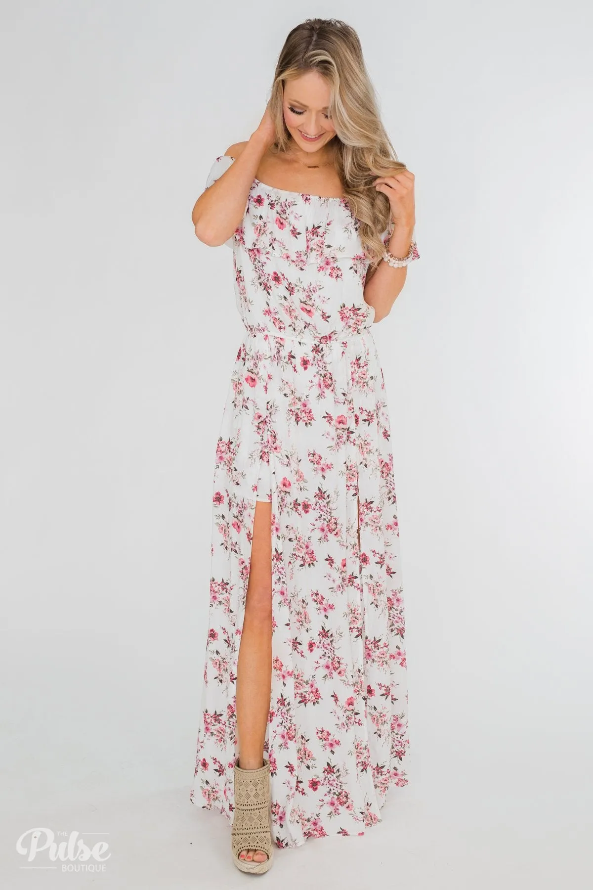 Secrets of Spring Floral Maxi Romper- Ivory