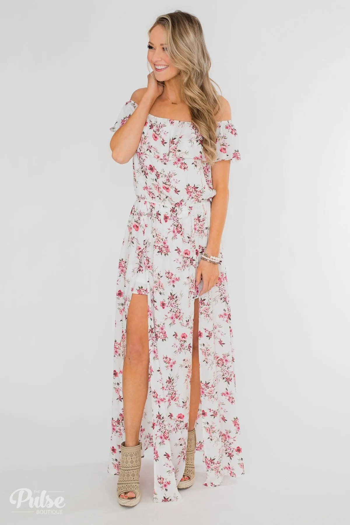 Secrets of Spring Floral Maxi Romper- Ivory