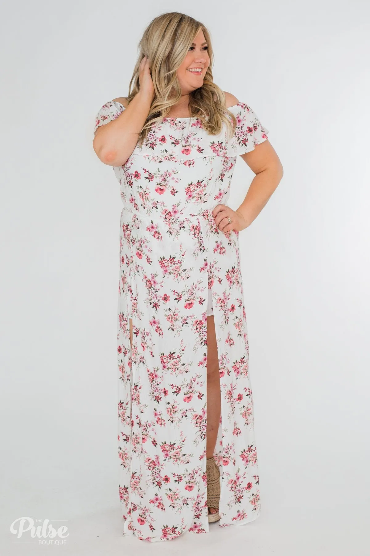 Secrets of Spring Floral Maxi Romper- Ivory