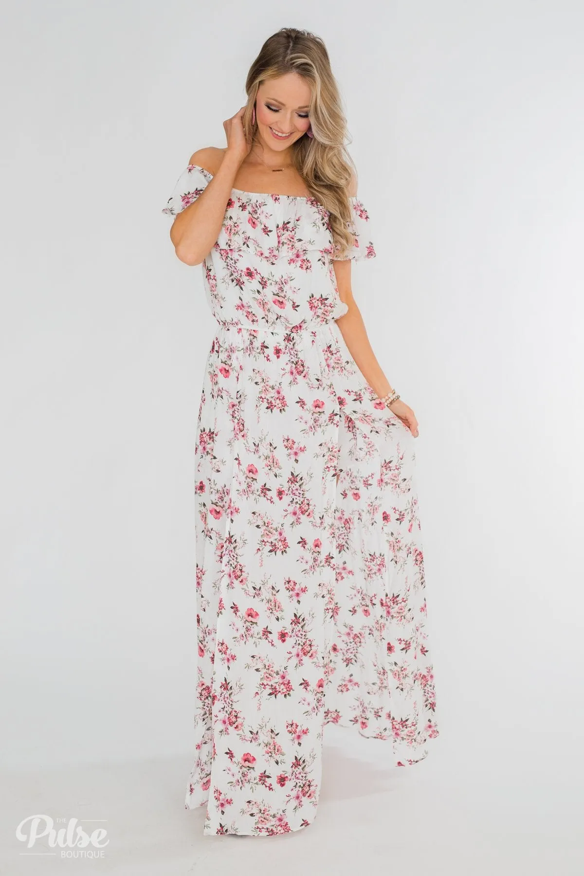 Secrets of Spring Floral Maxi Romper- Ivory