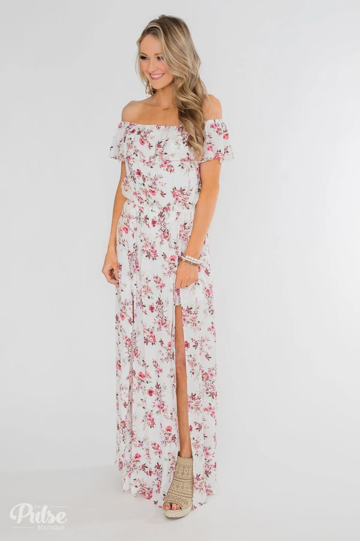 Secrets of Spring Floral Maxi Romper- Ivory