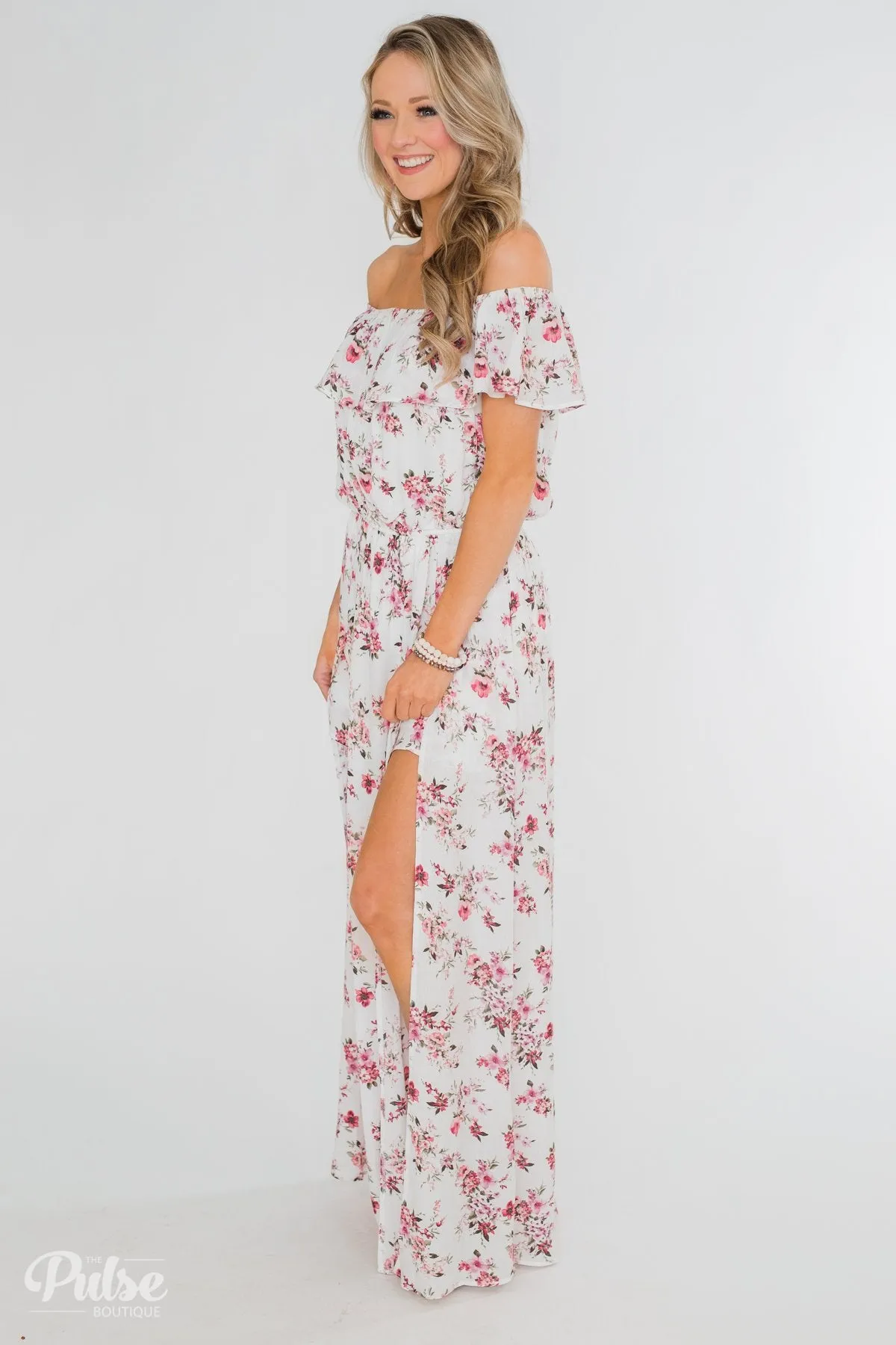 Secrets of Spring Floral Maxi Romper- Ivory