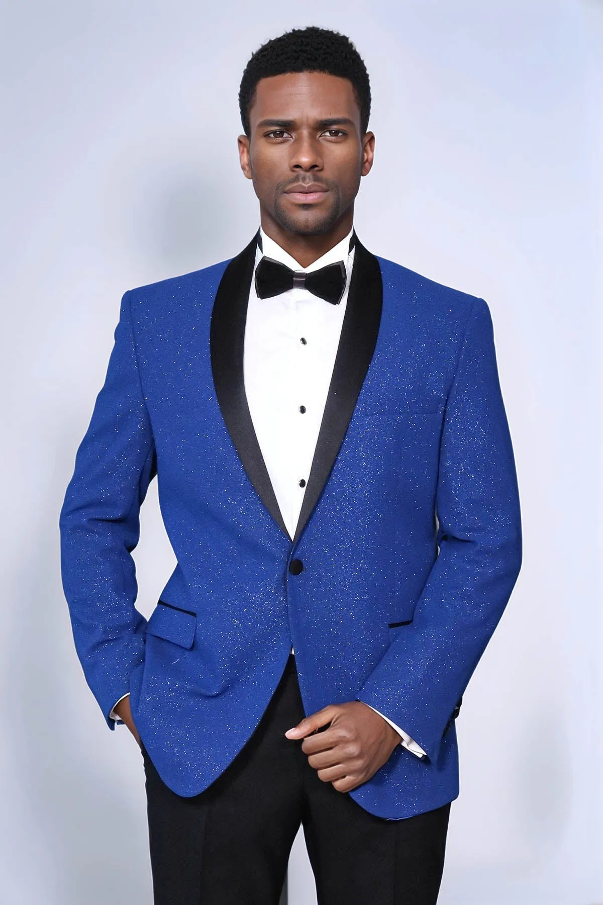Shawl Lapel Navy Blue Men Prom Blazer - Wessi