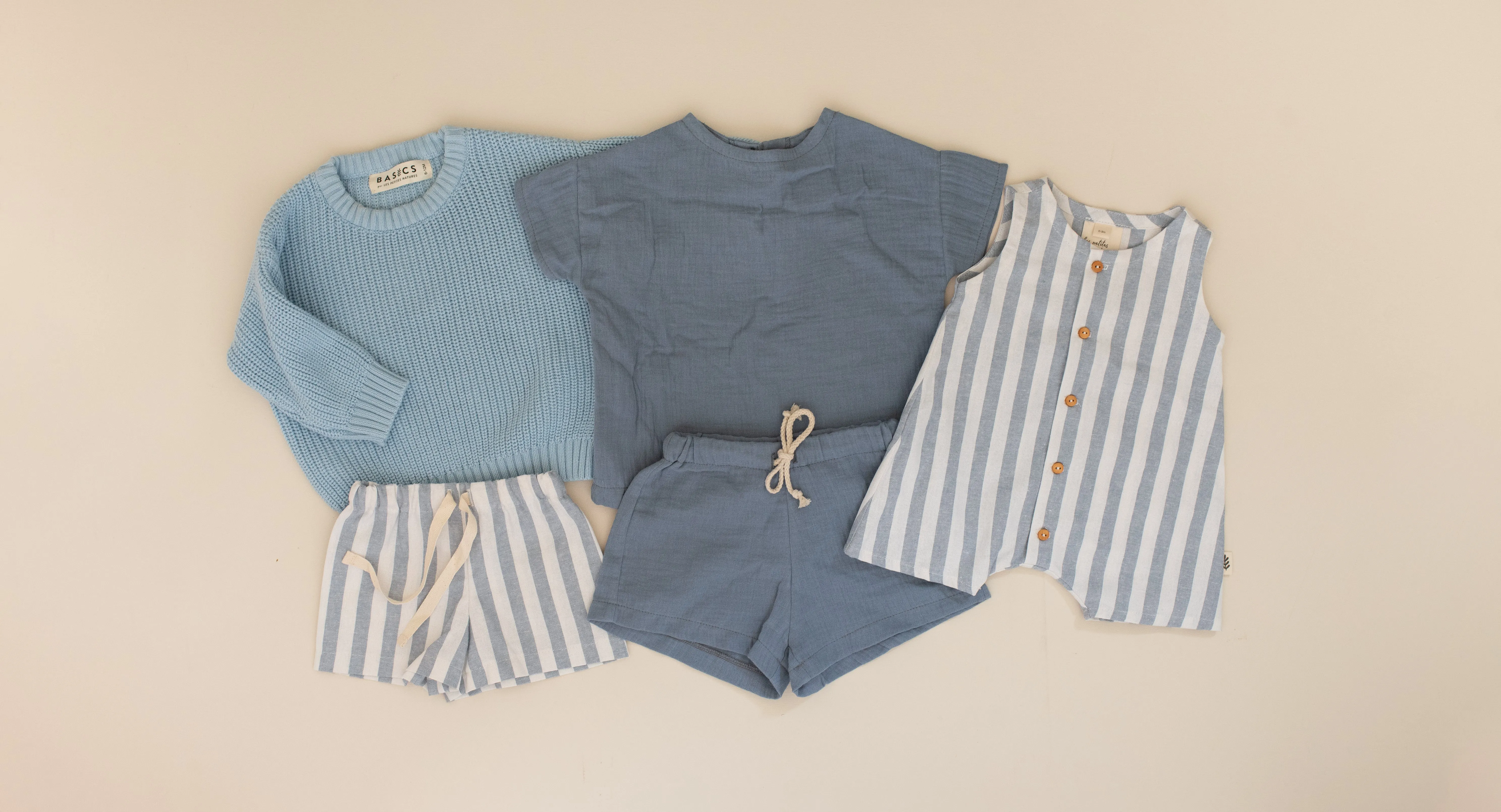 Short One-Piece - Vista Blue - Large Stripes