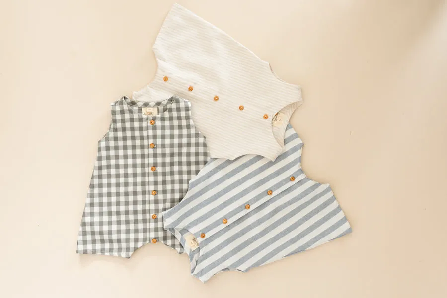 Short One-Piece - Vista Blue - Large Stripes
