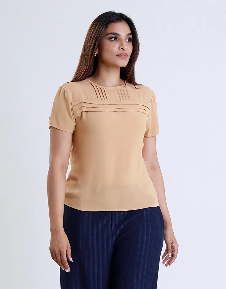 Short Sleeve Top With Pintucks