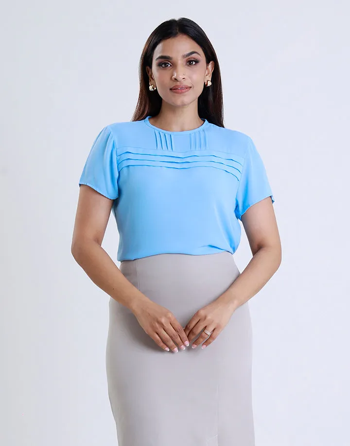 Short Sleeve Top With Pintucks