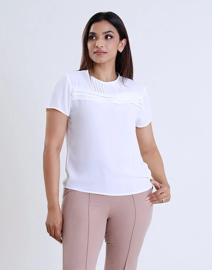 Short Sleeve Top With Pintucks