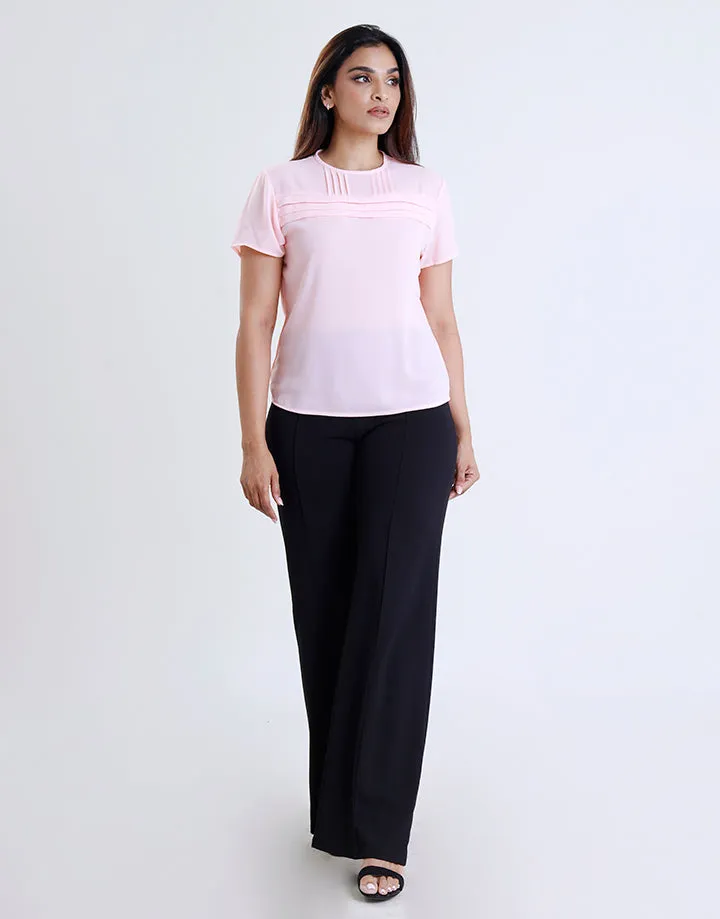 Short Sleeve Top With Pintucks