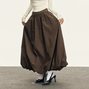 Side Pockets Flowy Maxi Skirt