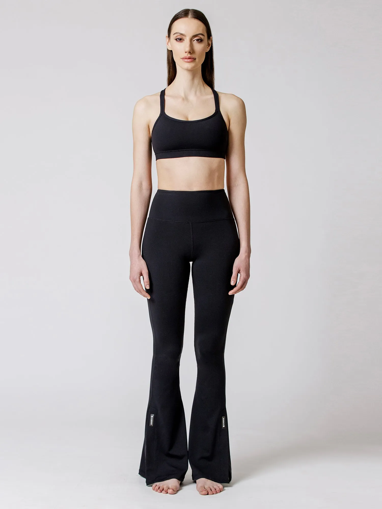 SIDE SLIT HIGH WAIST FLARE PANTS