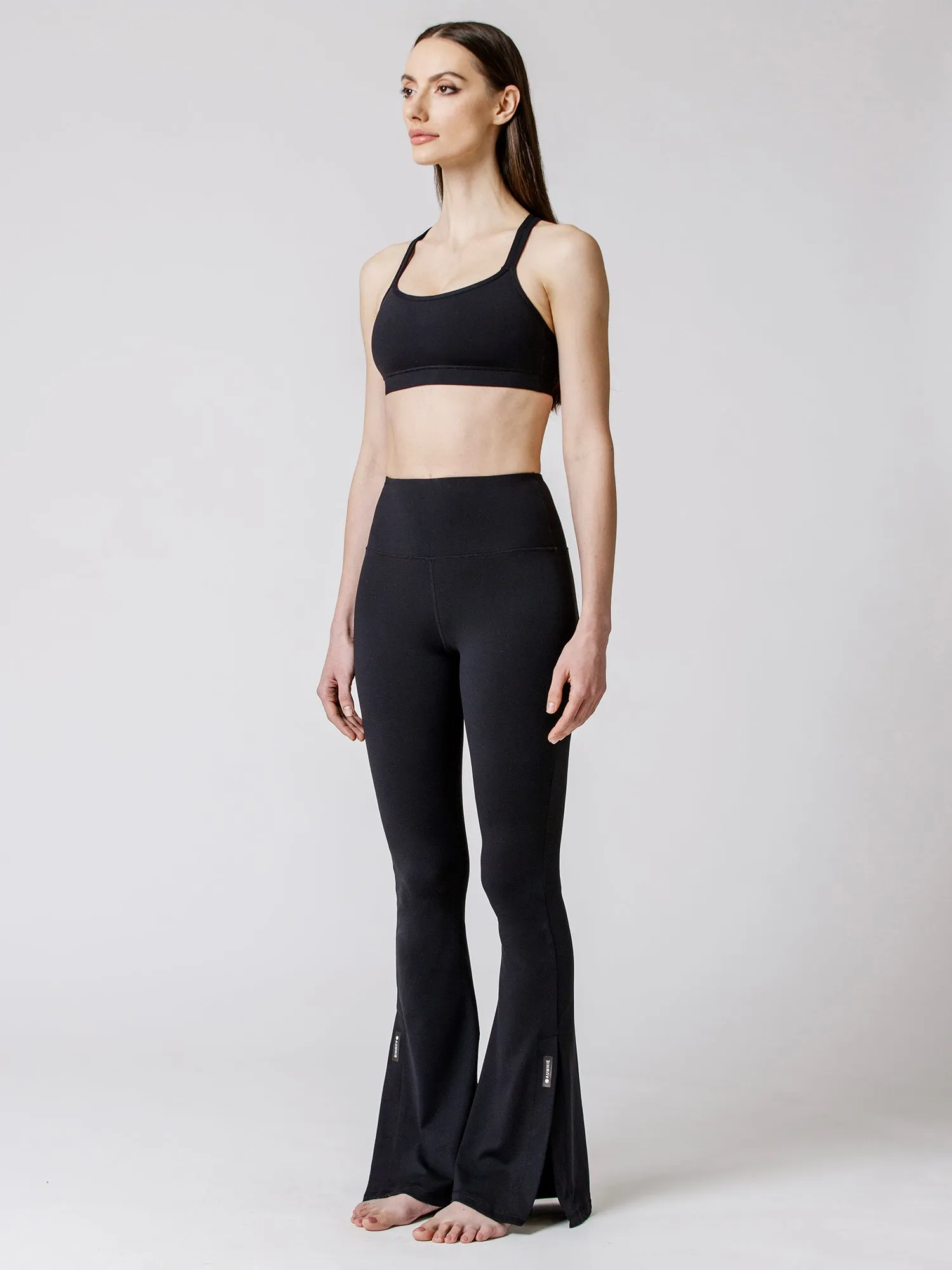 SIDE SLIT HIGH WAIST FLARE PANTS