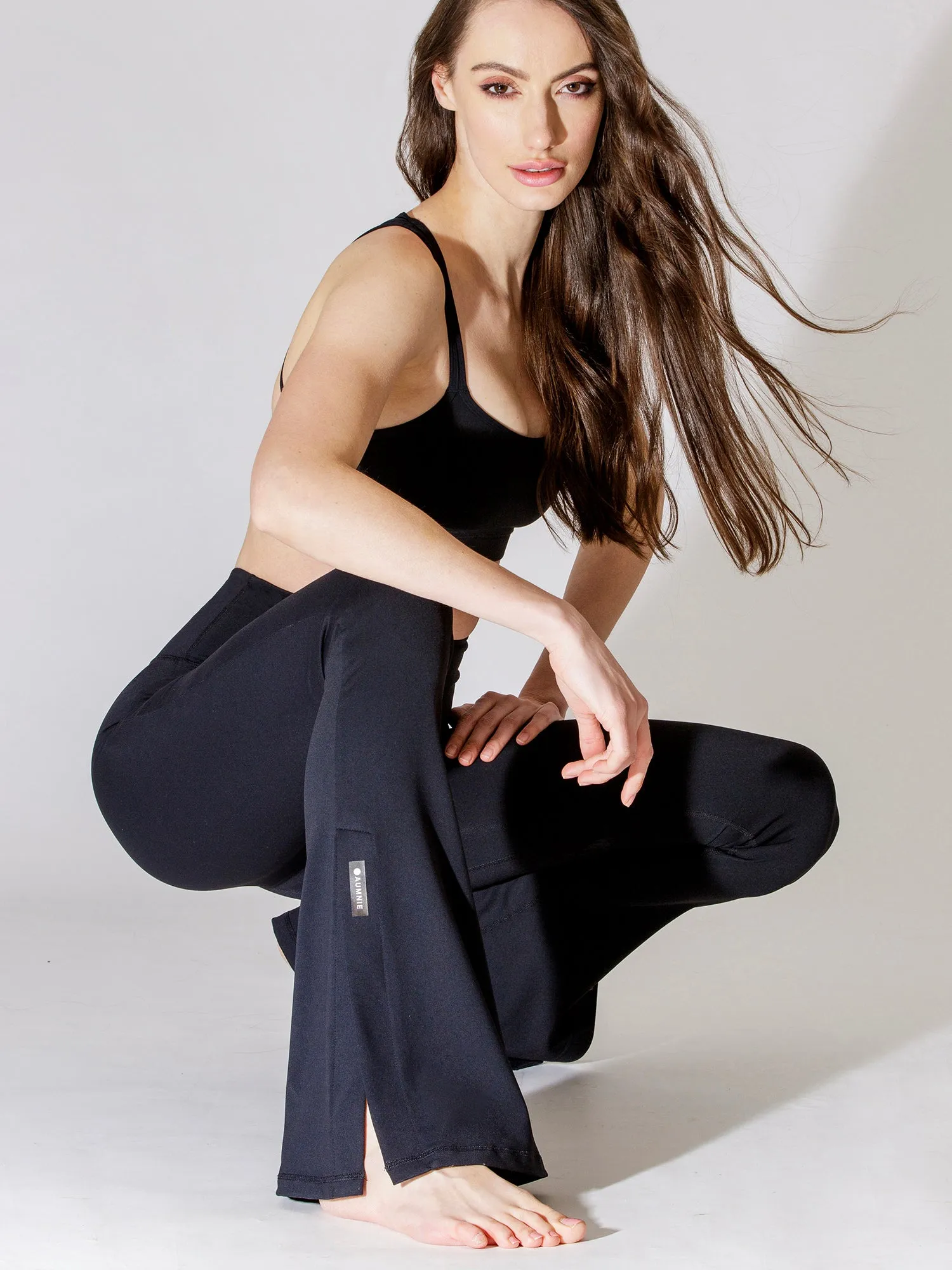 SIDE SLIT HIGH WAIST FLARE PANTS
