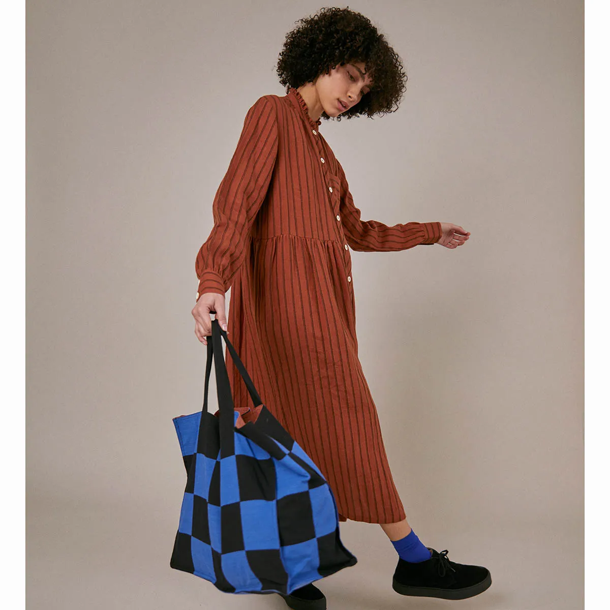 Sideline Whistle Dress Rust Stripe