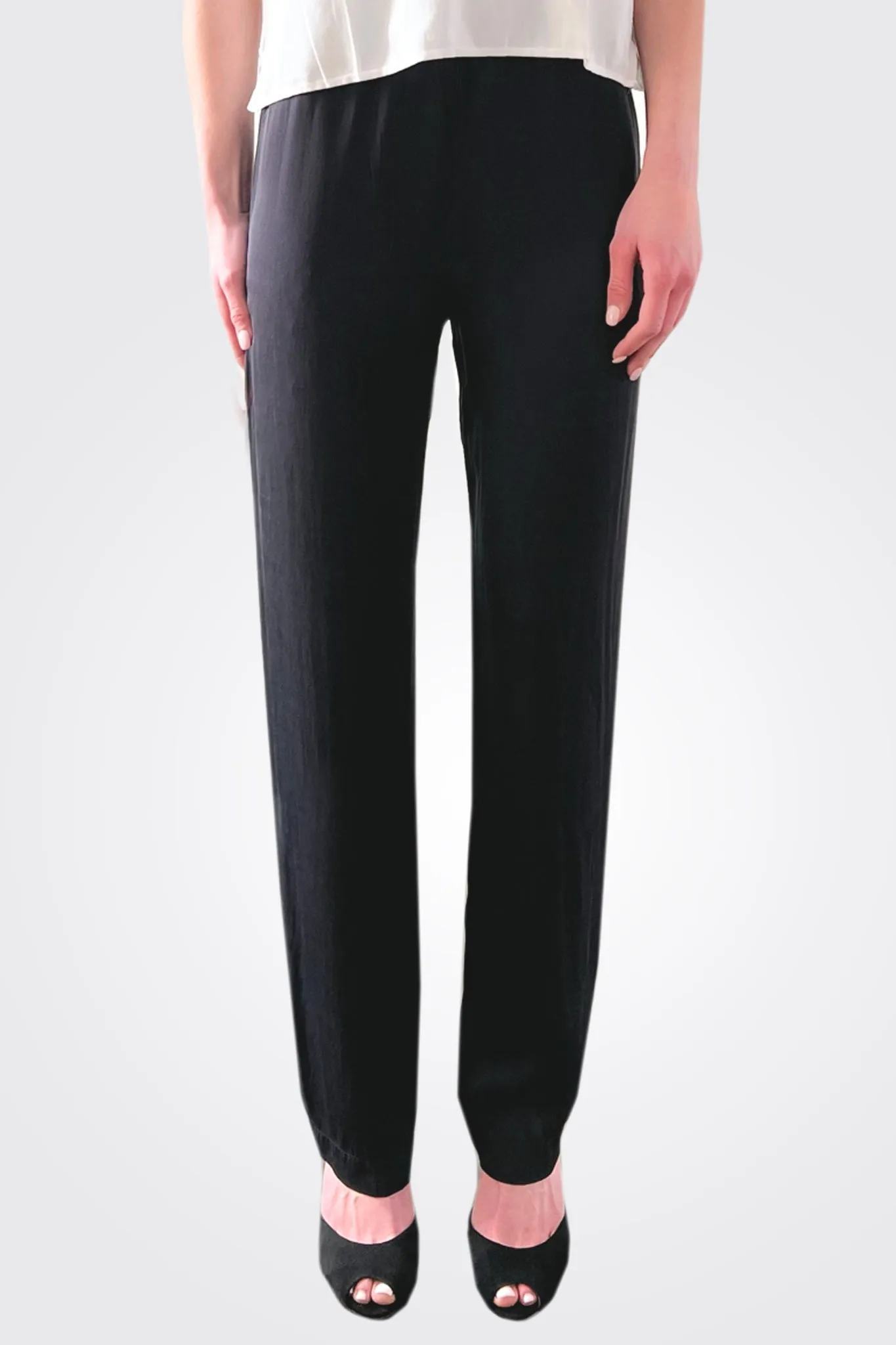 Silk Tapered Trousers - Black