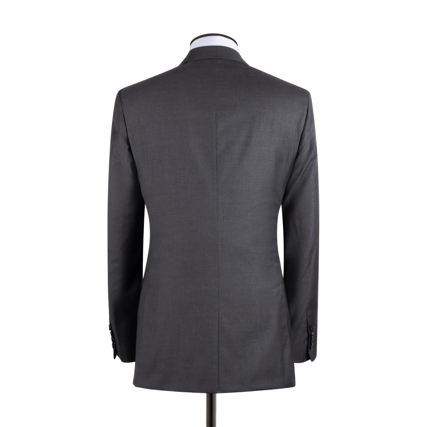 Single Breasted Notch Lapel Suit in Mid Grey Twill Wool