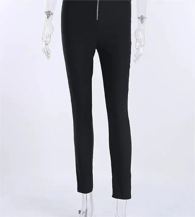 Skinny Fashion Zipper High Waist Pants