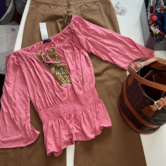 Sky Clubwear Wide Leg Low Rise Brown Colored Jeans Size 8