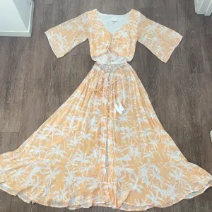 Skylar   Madison Palms Print Cutout Maxi Dress ~ in Orange Peach