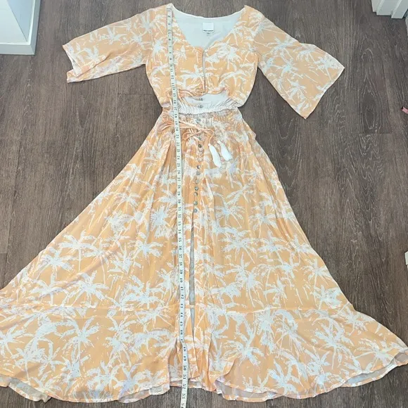 Skylar   Madison Palms Print Cutout Maxi Dress ~ in Orange Peach