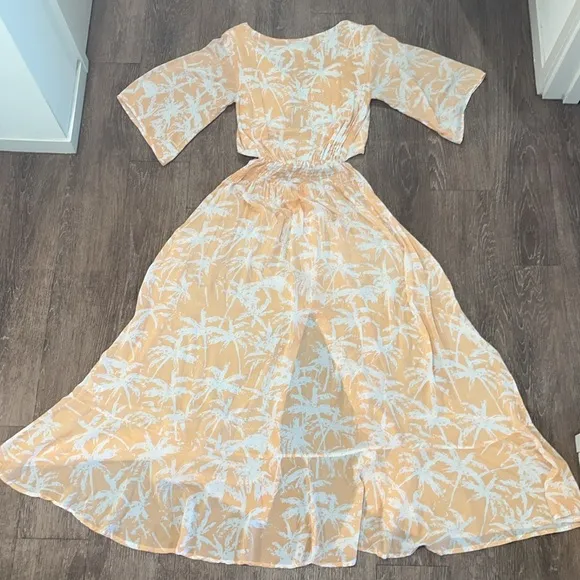 Skylar   Madison Palms Print Cutout Maxi Dress ~ in Orange Peach