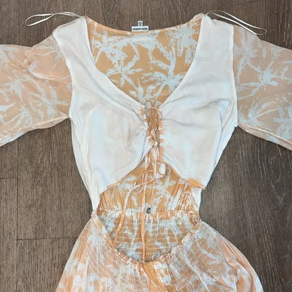 Skylar   Madison Palms Print Cutout Maxi Dress ~ in Orange Peach