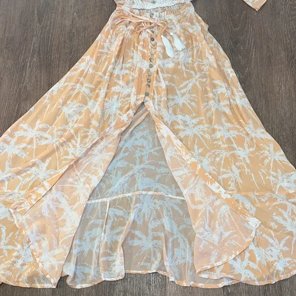 Skylar   Madison Palms Print Cutout Maxi Dress ~ in Orange Peach