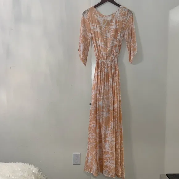 Skylar   Madison Palms Print Cutout Maxi Dress ~ in Orange Peach
