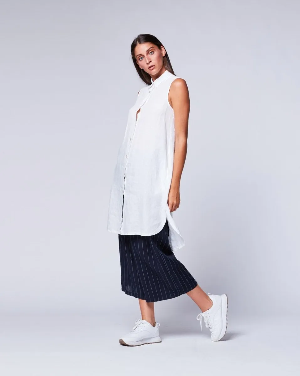 Sleeveless Linen Shirtdress