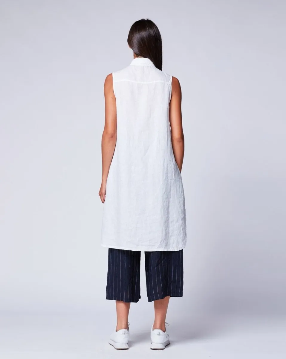 Sleeveless Linen Shirtdress