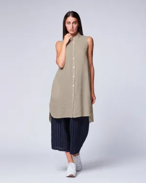 Sleeveless Linen Shirtdress