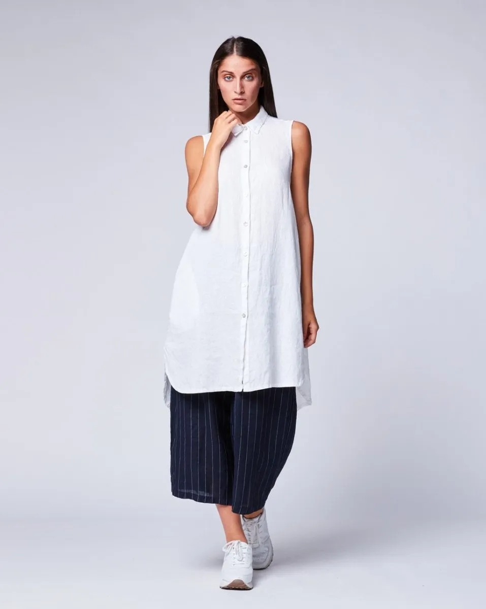 Sleeveless Linen Shirtdress