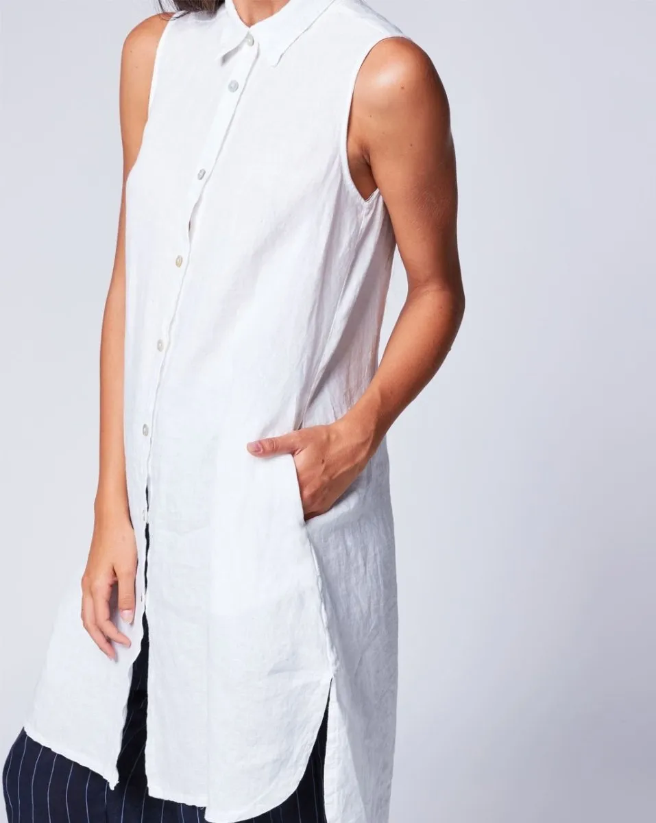 Sleeveless Linen Shirtdress