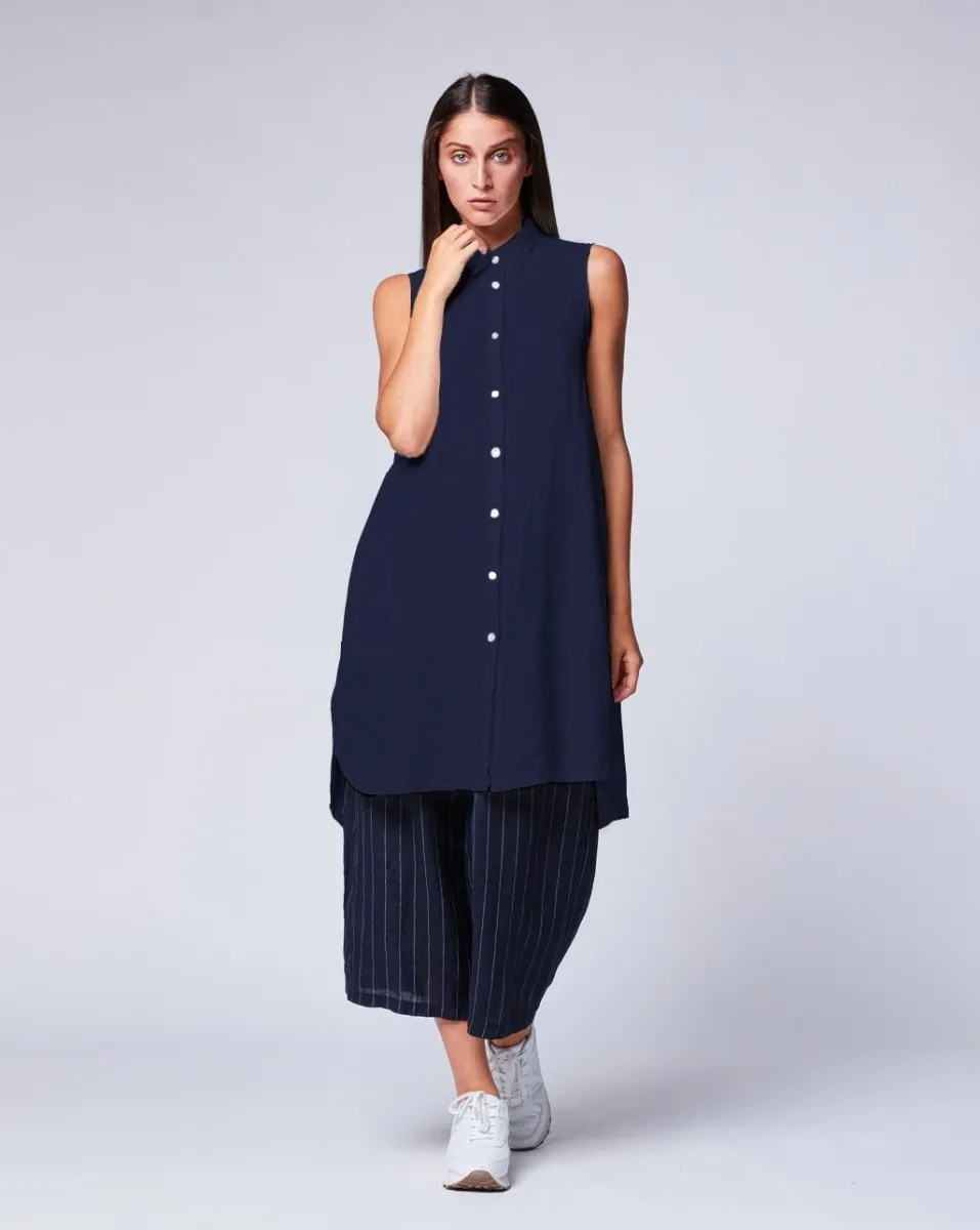 Sleeveless Linen Shirtdress