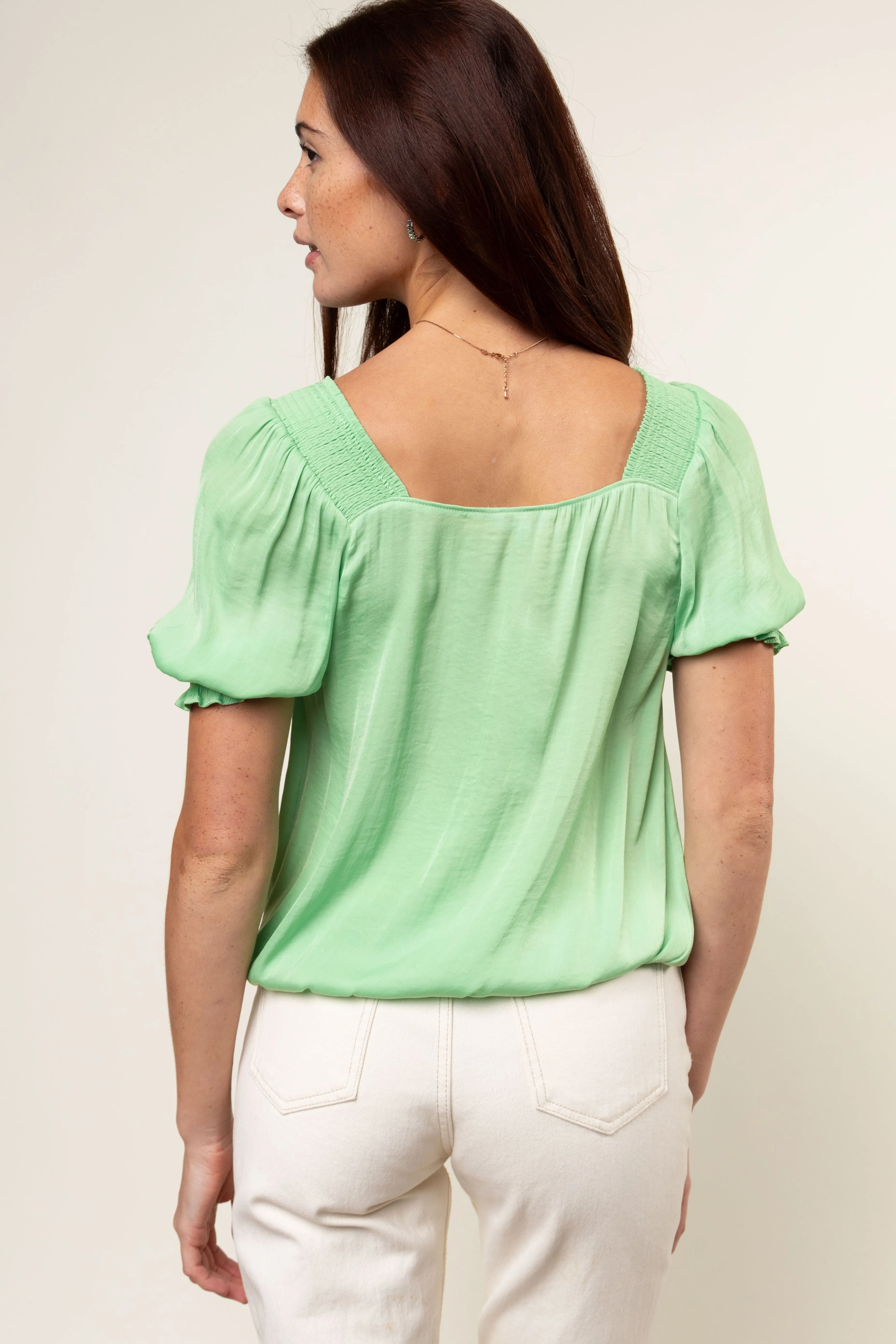 Smocked Sleeve and Shoulder Blouse
