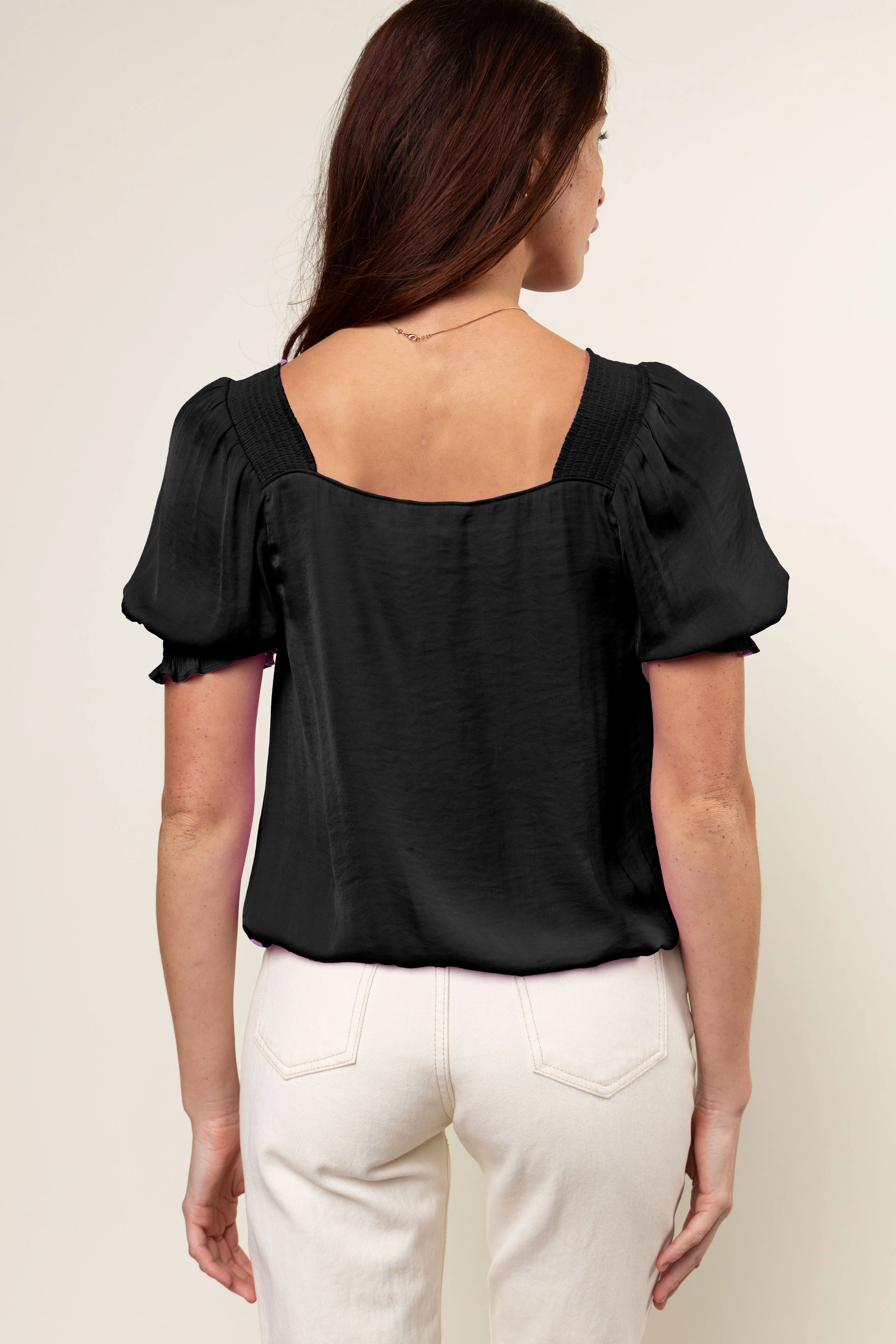 Smocked Sleeve and Shoulder Blouse