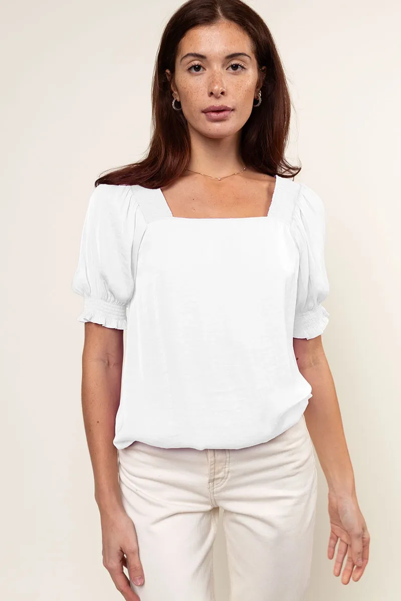 Smocked Sleeve and Shoulder Blouse