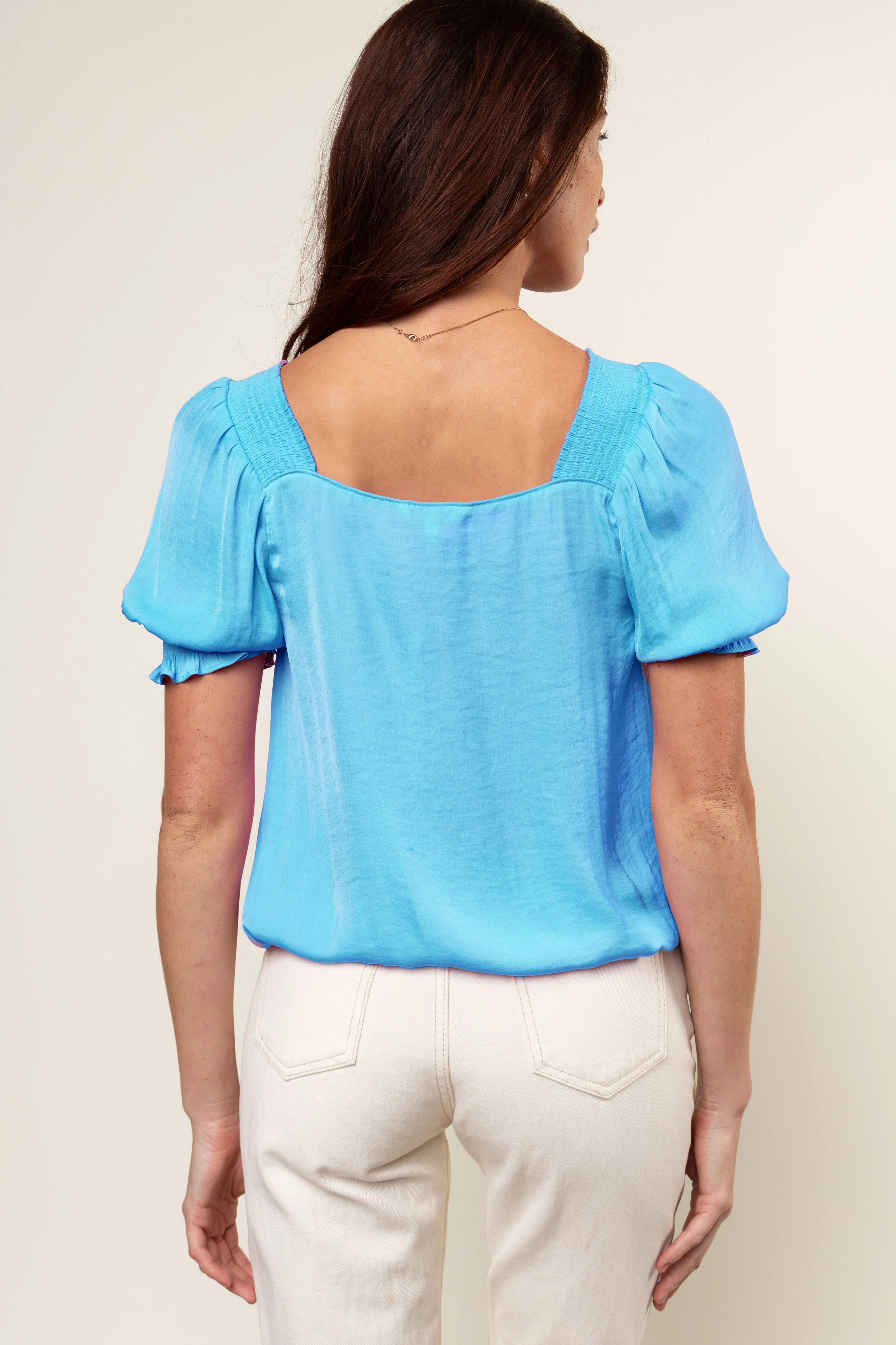 Smocked Sleeve and Shoulder Blouse