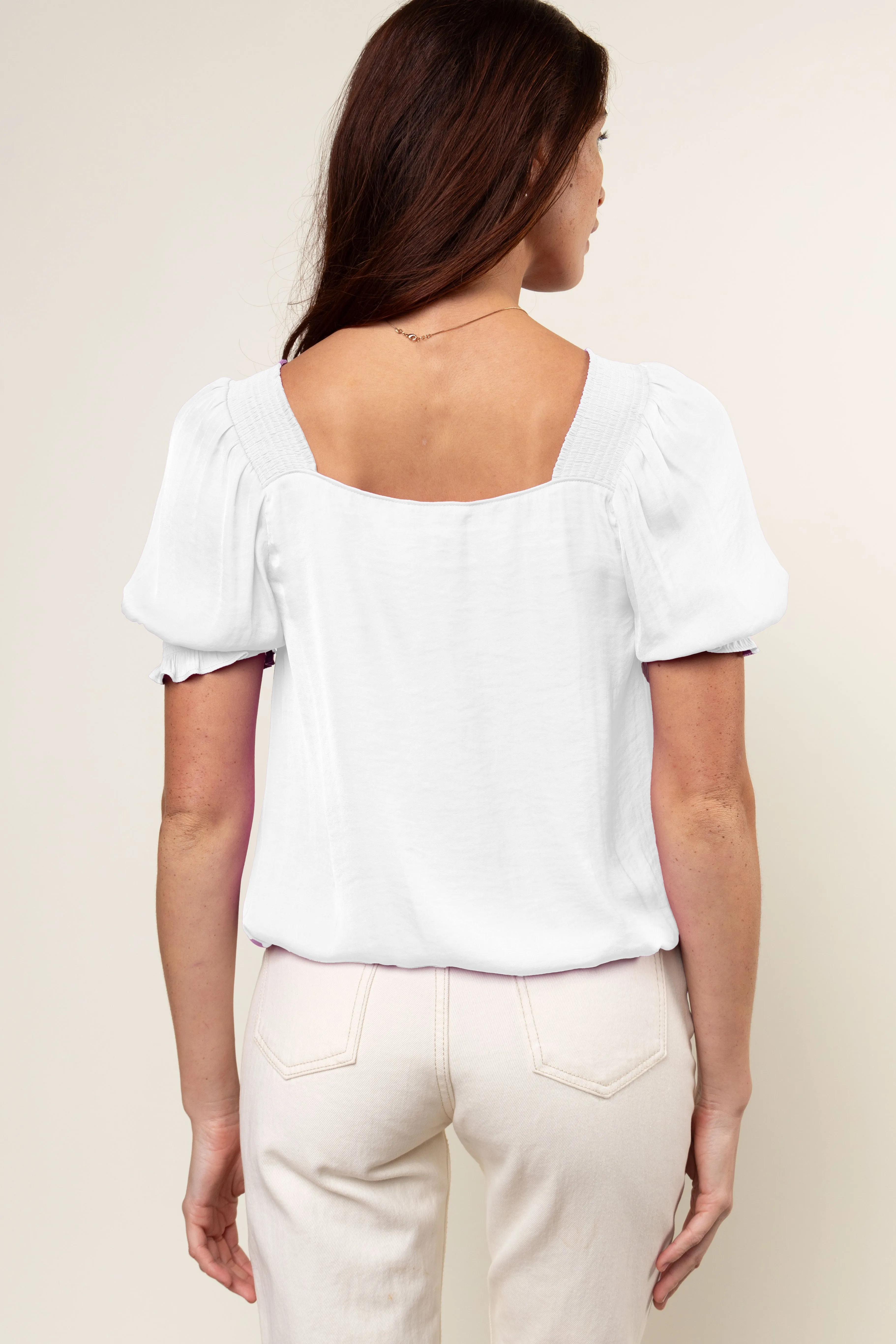 Smocked Sleeve and Shoulder Blouse
