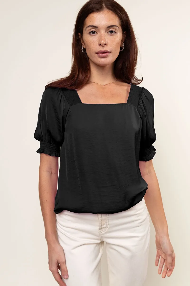 Smocked Sleeve and Shoulder Blouse