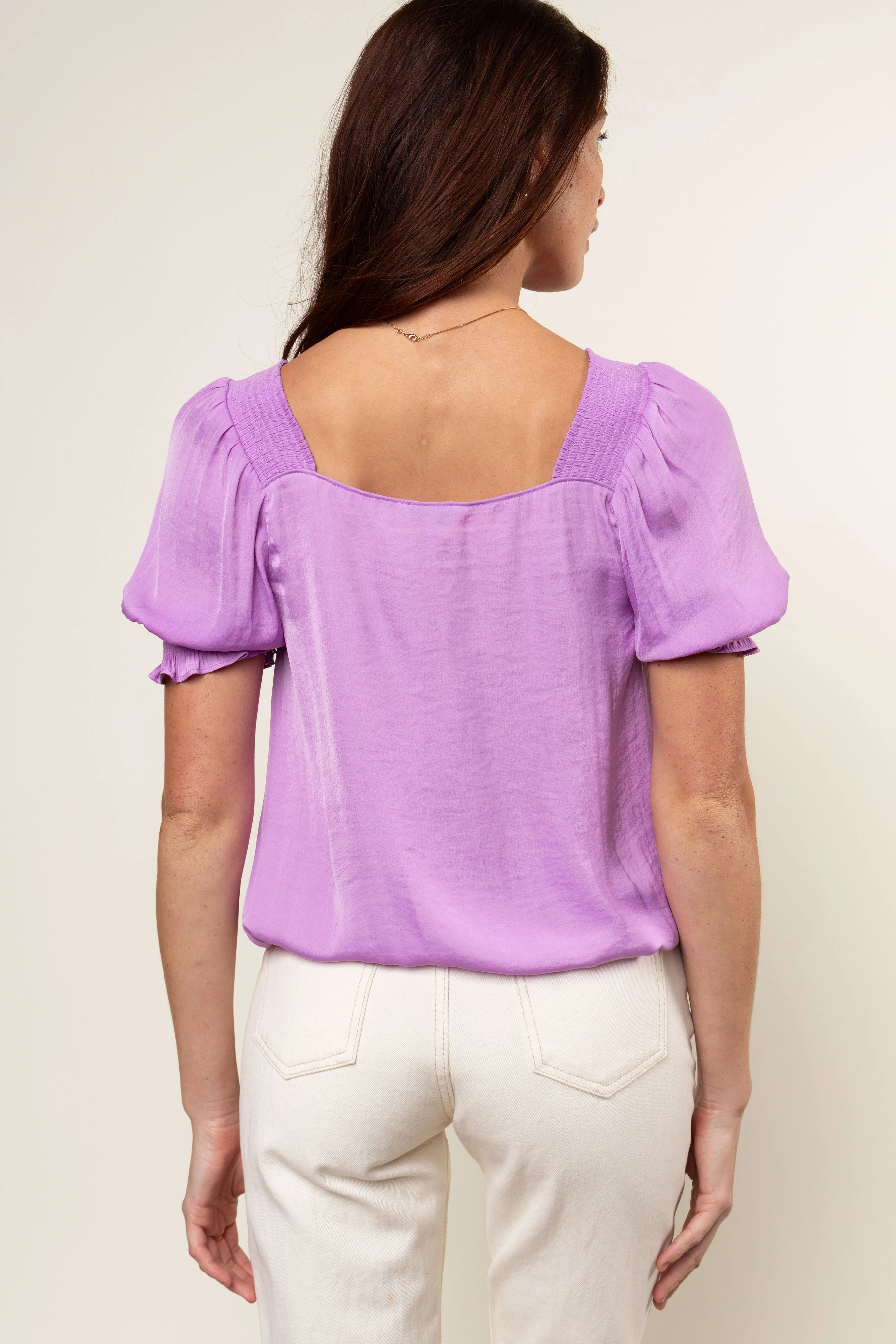 Smocked Sleeve and Shoulder Blouse