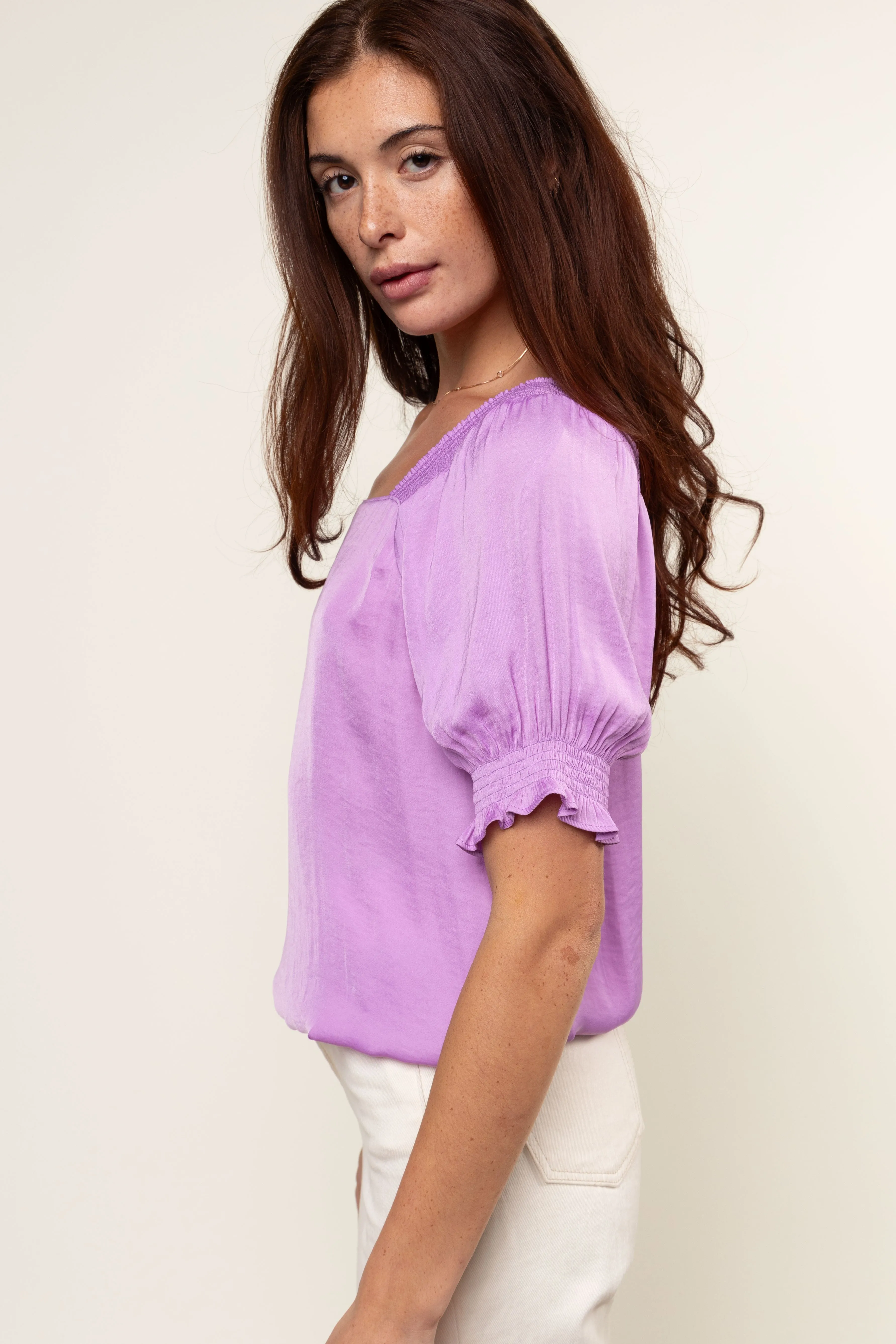 Smocked Sleeve and Shoulder Blouse
