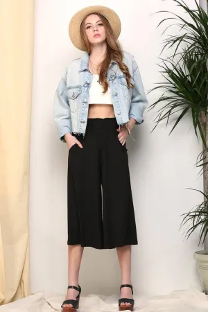 SMOCKED WAIST GAUCHO PANTS