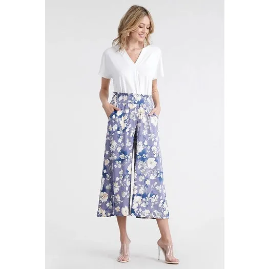 SMOCKED WAIST GAUCHO PANTS