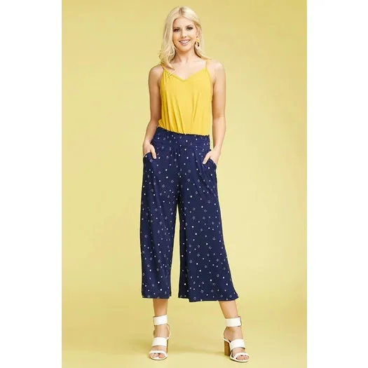 SMOCKED WAIST GAUCHO PANTS