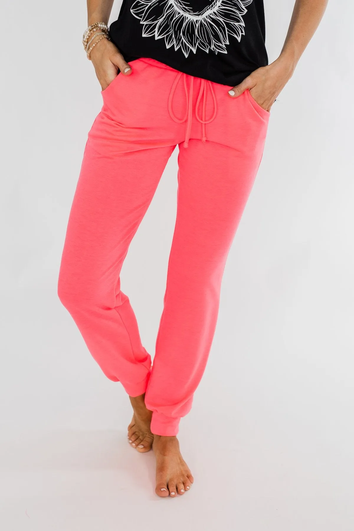 Solid Lounge Joggers- Neon Pink
