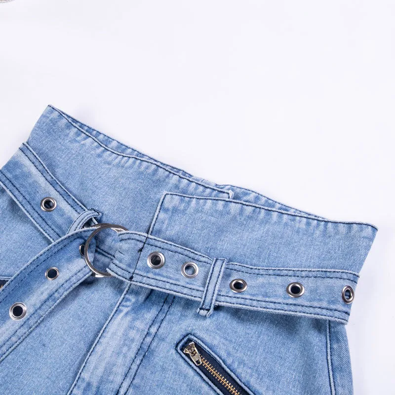 Street High Waist Jeans Female Autumn Flower Feet Pants
