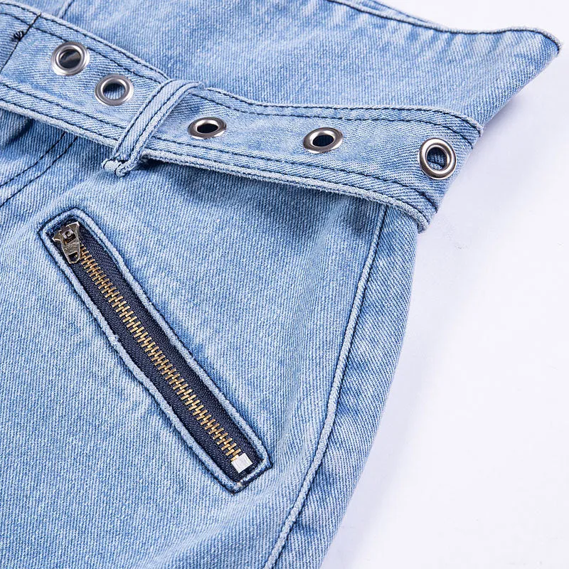 Street High Waist Jeans Female Autumn Flower Feet Pants