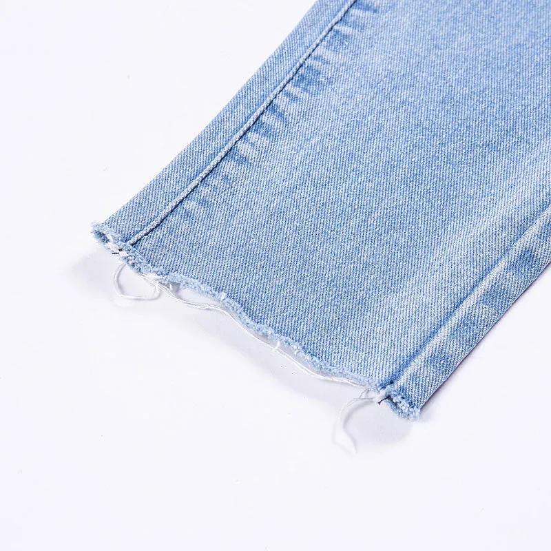 Street High Waist Jeans Female Autumn Flower Feet Pants